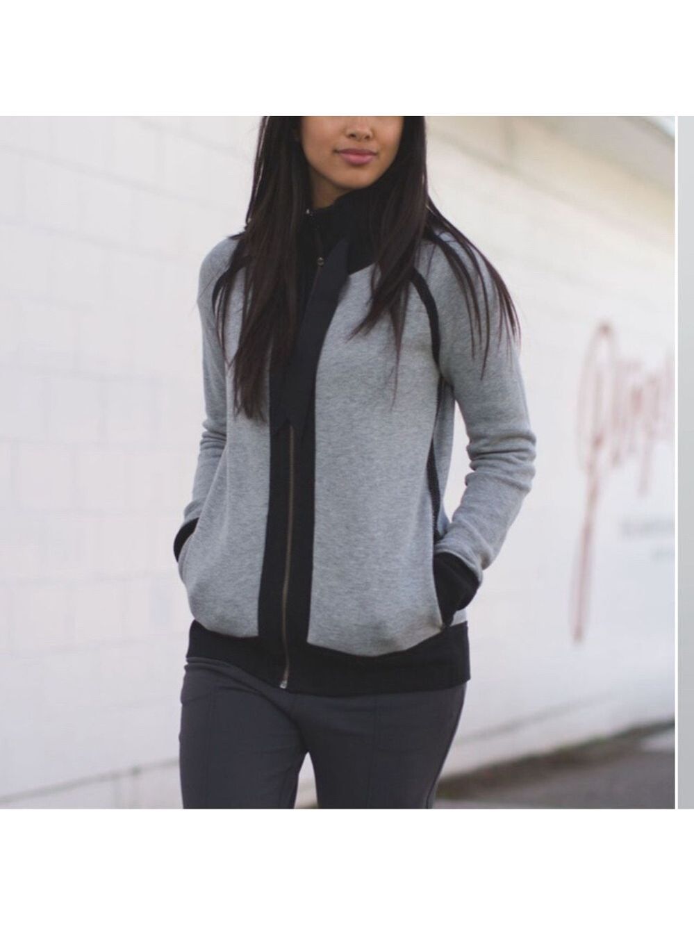 Lululemon Post Savasana Reversible Jacket Black / Heathered Medium Grey SZ 4